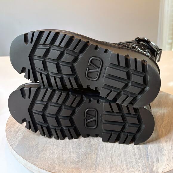 Valentino Garavani Atelier San Gallo Black Leather Combat Boots EU Size 35 US 5 - Picture 15 of 16